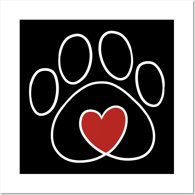 Pet Love White Outline Wall Art by Saramation